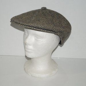 Kangol Heritage Vintage Wool Blend Brown Herringbone Newsboy Cap Sz XL X-Large
